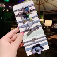 扎头发头绳少女可爱发绳ins网红橡皮筋女扎头简约发圈皮套头饰品|7#蓝色天鹅9件套(收藏送网纱袋)