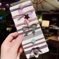 扎头发头绳少女可爱发绳ins网红橡皮筋女扎头简约发圈皮套头饰品|9#粉色格子9件套(收藏送网纱袋)