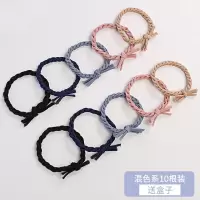 扎头发橡皮筋高弹力耐用发圈网红简约头绳粗扎马尾发绳小皮套|4★纯色10根[罐装]