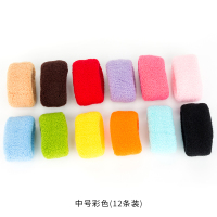 头饰高弹毛巾发圈无接缝加粗加厚皮筋大号扎头发马尾皮套头绳黑色|中号彩色(12条装)