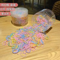 韩国儿童发饰一次性橡皮筋黑色扎头发绳小发圈不伤发彩色皮套头绳|16#小号加厚果冻色800根[盒装]