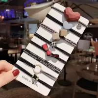 网红简约气质森系扎头发ins韩版头绳橡皮筋甜美发圈皮套头饰少女|5#画桥萧8件套+送收纳纱袋