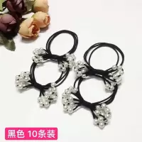 韩国新款珍珠头绳小清新发绳森女系简约发圈头饰扎头发橡皮筋发饰|黑色10条装
