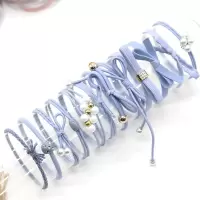皮筋女扎头发饰橡皮筋头绳女绑头发发圈成人皮筋小清新头发绳发圈|4#浅蓝色12件套(盒装)FS001