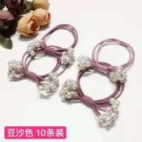 韩国新款珍珠头绳小清新发绳森女系简约发圈头饰扎头发橡皮筋发饰|豆沙色10条装
