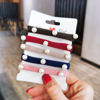 韩国东大门头绳女网红ins丸子头扎头发皮筋发绳皮套发圈简约头饰|卡其色珍珠暗色加粗10只