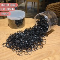 韩国儿童发饰一次性橡皮筋黑色扎头发绳小发圈不伤发彩色皮套头绳|14#小号加厚纯黑800根[盒装]