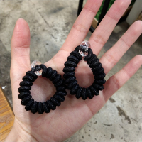 电话线发圈韩国无痕简约网红女扎头发橡皮筋头饰高弹力不易断头绳|黑色白色钻2件装