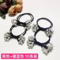 韩国新款珍珠头绳小清新发绳森女系简约发圈头饰扎头发橡皮筋发饰|黑色+藏蓝色10条装
