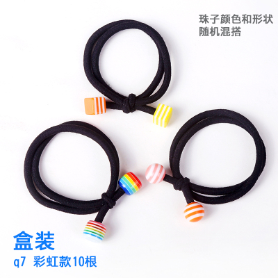 发圈扎头发可爱成人头绳韩国简约胶圈橡皮筋少女马尾皮套黑色头绳|q7彩虹款10根混搭