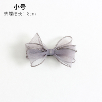 灰色刚刚好~欧根纱蝴蝶结发夹边夹顶夹发饰头饰 韩国发圈发绳皮筋|小号灰色.鸭夹