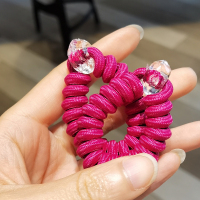 电话线发圈韩国无痕简约网红女扎头发橡皮筋头饰高弹力不易断头绳|枚红色2条