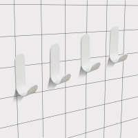 厨房墙壁挂钩免打孔无痕粘钩锅铲汤勺收纳置物架强力承重粘胶挂钩|白色长款4个装[免钉胶]