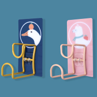 家用卫生间免打孔脸盆挂钩厨房菜板无痕粘粘钩浴室可挂式脸盆架子|咔咔鸭+羊小驼两只装