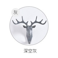 鹿角装饰挂钩免打孔单个置物架创意壁挂墙壁面门后进门钥匙架门口|灰色