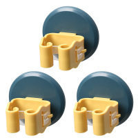 拖把挂钩扫把卡座扣强力承重无痕免打孔钉拖布夹卫生间壁挂架粘钩|(蓝+黄)撞色款3个装(第2件)