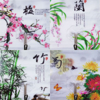 挂钩强力粘胶免打孔壁挂墙壁可爱墙上墙壁粘贴浴室无痕钉创意粘钩|梅兰竹菊[20个大号厚款8.7*7.7cm]