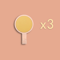 卡通款免打孔拖把挂钩浴室拖把架扫把收纳粘钩神器强力自粘拖把夹|焦黄+浅粉-圆形挂钩[3个装]