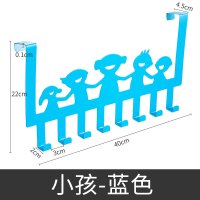 不锈钢免钉无痕门后挂钩挂衣架门上置物架衣服挂架免打孔卧室浴室|蓝色●牵手小孩●静音牢固防水