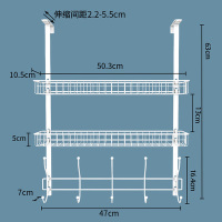 厨房门背式收纳浴室窗上置物架洗手澡卫生间卧室挂钩门后挂架免钉|两篮一勾白色