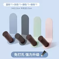 创意可爱装饰挂钩门后免打孔强力承重粘胶壁挂式衣服钥匙日式粘钩|升级加长款全色木款(4个装)