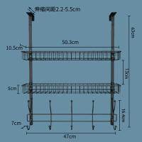 厨房门背式收纳浴室窗上置物架洗手澡卫生间卧室挂钩门后挂架免钉|两篮一勾黑色