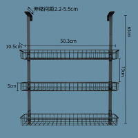 厨房门背式收纳浴室窗上置物架洗手澡卫生间卧室挂钩门后挂架免钉|三个篮黑色