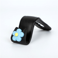 车载挂钩座椅背小挂钩女多功能隐藏可爱卡通创意汽车车内前排通用|泫雅花(黑底-蓝花)