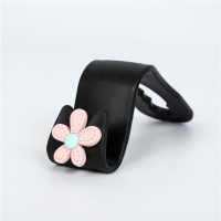 车载挂钩座椅背小挂钩女多功能隐藏可爱卡通创意汽车车内前排通用|五瓣花(黑底-粉花)
