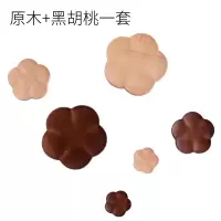 挂钩家用实木挂衣钩强力 粘胶免打孔挂衣架创意北欧墙壁木质壁挂|原木+胡桃一套(全款各1共6个)