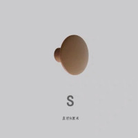 ins北欧风实木彩色圆点挂钩创意简约衣柜把手玄关客厅儿童房装饰|卡其色S号