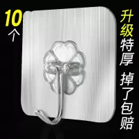 挂钩强力粘胶免打孔粘钩无痕粘墙壁挂墙上胶贴厨房浴室门后吸盘钩|拉丝银粘钩10只装