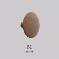 ins北欧风实木彩色圆点挂钩创意简约衣柜把手玄关客厅儿童房装饰|卡其色.M号