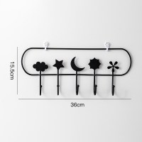 ins门后挂钩壁挂免打孔墙壁进门钥匙挂架收纳门口装饰墙上挂衣钩|黑色铁艺5连钩