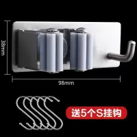 拖把挂钩免打孔拖把夹神器卫生间强力吸盘无痕壁挂贴扫把架拖布夹|中号带挂钩款-买1送5--不锈钢更耐用