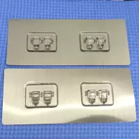 免打孔强力无痕贴卡扣铁线网格盆架粘贴挂钩浴室厨房壁挂专用配件|升级版拉丝长款双钩(2个)(小号14cmX6cm)