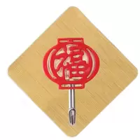 中国结粘钩挂钩无痕免打孔粘钩家用收纳挂钩强力粘钩|拉丝金福灯-(10个装)