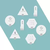 北欧创意几何铁艺小挂钩粘胶挂钩墙壁免打孔浴室无痕粘钩|白色8个装[静止24小时使用]