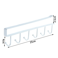 创意无痕铁艺金属厨柜厨房挂钩整理衣柜收纳挂架多功能6连排钩|白色单个装