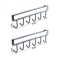 创意无痕铁艺金属厨柜厨房挂钩整理衣柜收纳挂架多功能6连排钩|黑色2个装