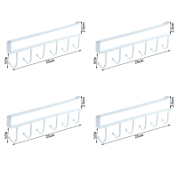 创意无痕铁艺金属厨柜厨房挂钩整理衣柜收纳挂架多功能6连排钩|白色4个装