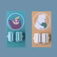 拖把架免打孔拖把夹卫生间吸盘浴室扫把粘钩挂钩架卡座拖把夹挂钩|树小懒+嘟嘟熊两只装