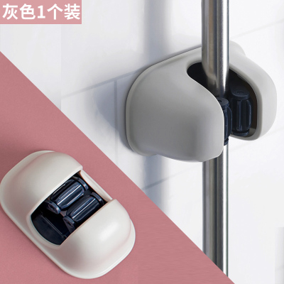 拖把挂钩墙壁免打孔卫生间壁挂强力承重扫把架收纳神器无痕拖布夹|升级款[灰色1个装]强承重/滚轮卡扣/撕下无痕