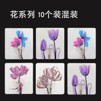 强力挂钩粘胶贴墙壁壁挂承重挂钩厨房挂勾无痕粘贴门后免打孔粘钩|花系列10个装混装