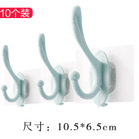 挂衣钩免打孔强力粘钩壁挂式门后神器挂衣架墙壁无痕粘胶贴挂钩|北欧蓝10个装