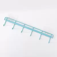 家用免打孔铁艺挂钩多功能挂衣钩排钩厨房卫生间无痕粘钩收纳挂架|蓝色