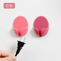 电器电源插头挂钩厨房门后无痕壁挂式创意收纳插座头免打孔固定器|红色[两只装]