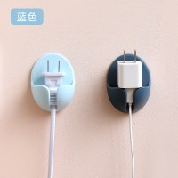 电器电源插头挂钩厨房门后无痕壁挂式创意收纳插座头免打孔固定器|蓝色[两只装]