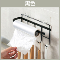 铁艺橱柜挂架多功能厨具排钩厨房无痕免钉挂钩毛巾架卷纸架|黑色