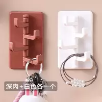 无痕强力胶条挂钩风琴挂钩厨房壁挂免钉门后挂衣钩厨房浴室墙壁|白色+棕色[两个装]偏浅